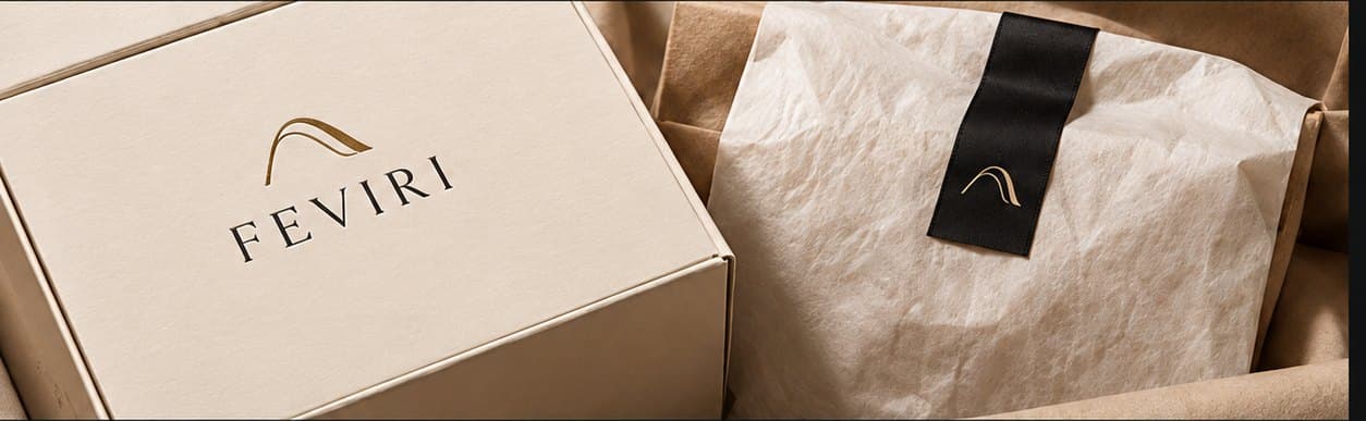 Caixa e embalagem FEVIRI com o símbolo da marca
